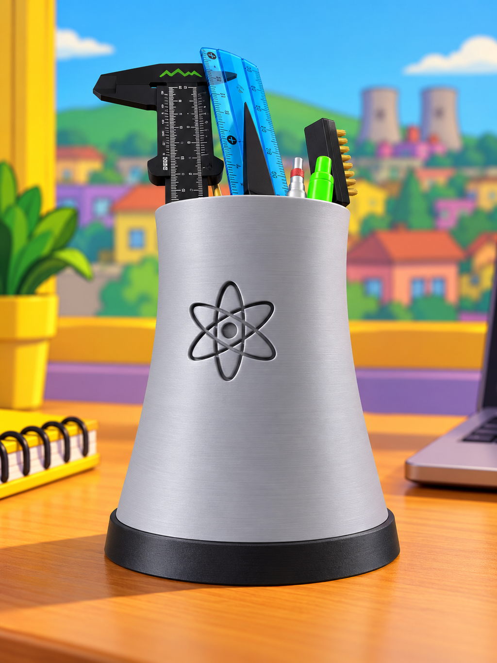 Portalápices Personalizado – Estilo Ciencia y Los Simpsons | Impresión 3D